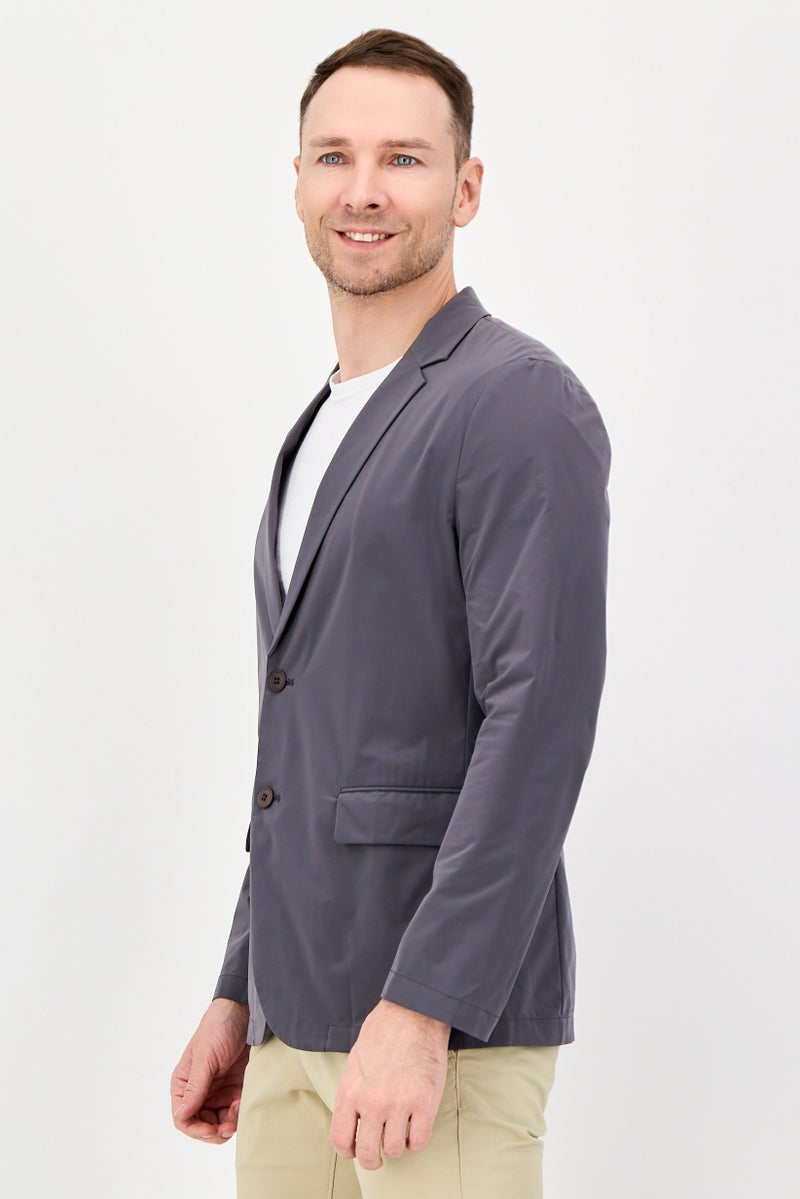 SELECTED بليزر كاجوال للرجال بأكمام طويلة وقصة عادية، رمادي داكن - Image 3